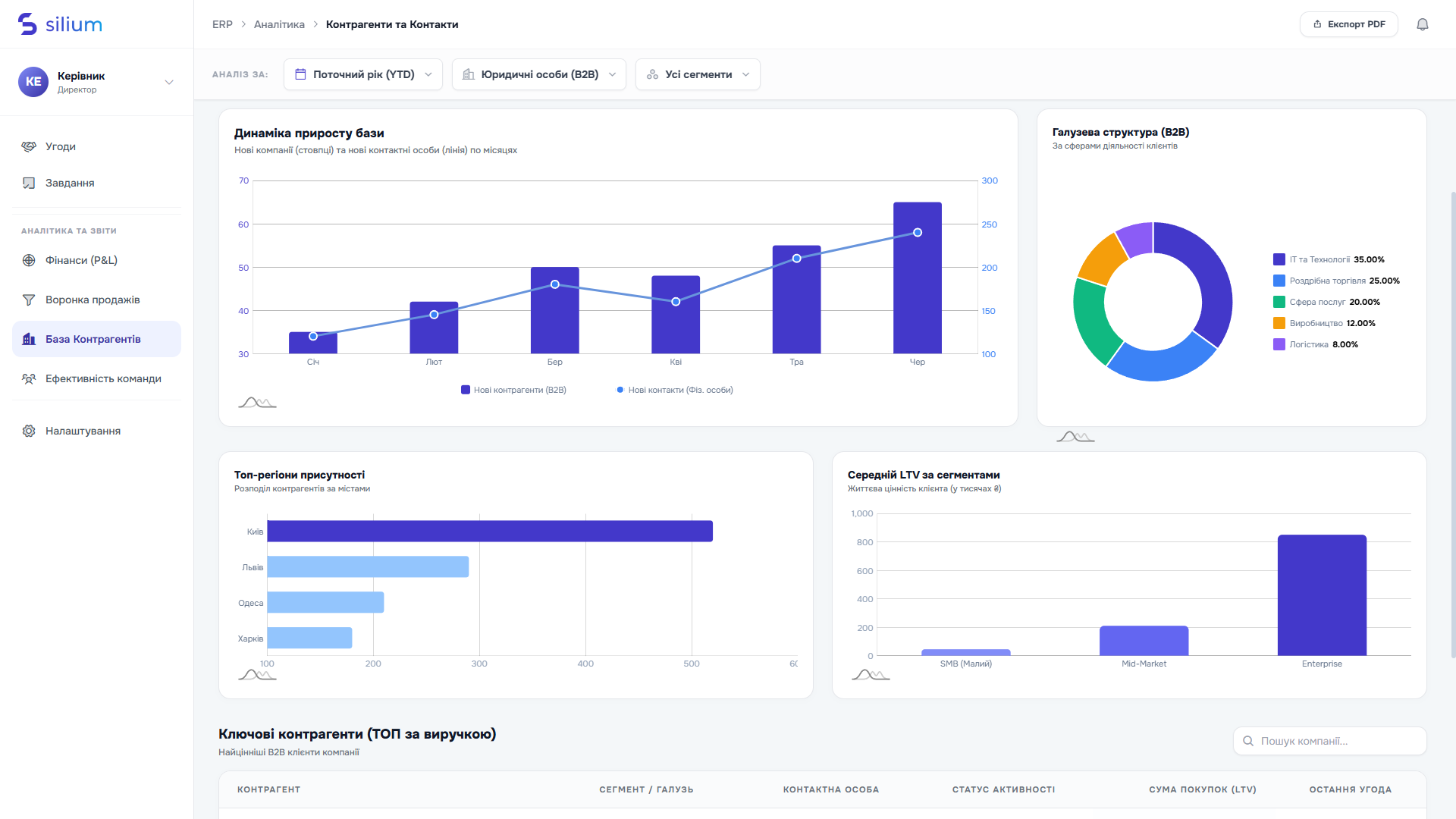 Silium звіт по контрагентам